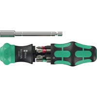 Kraftform Kompakt 28 RA 1, Bit-Satz schwarz/grün, 6-teilig, 1/4", mit Ratschenfunktion und Edelstahl-Bithalter