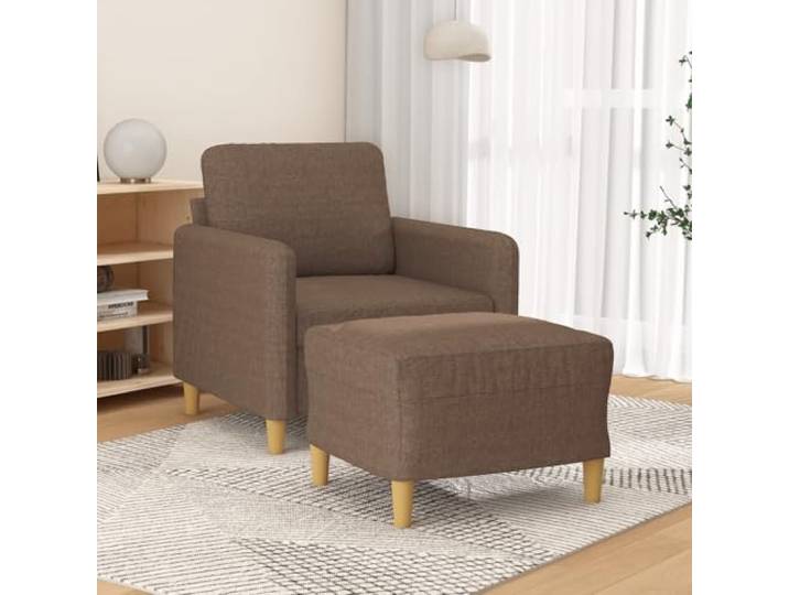 HEFZGDB Brauner Sessel mit Hocker 60 cm Stoff Polsterstuhl Relaxsessel atmungsaktiv strapazierfähig Robustes Gestell bequem gepolstert vielseitig kompakt modernes Design Wohnzimmer