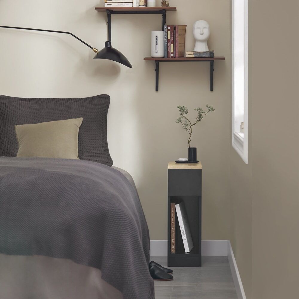 SoBuy Table de chevet avec 1 tiroir effet bois noir lot de 2 Noir 20x60x35cm