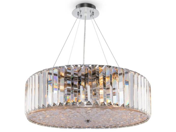 Lampe suspendue\, métal\, chrome\, D 53 cm