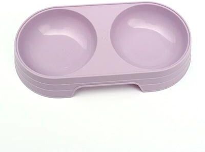 Uplift Picks Wheat Straw Double Pet Bowl For Cats Dogs Food And Water Feeding Station purple