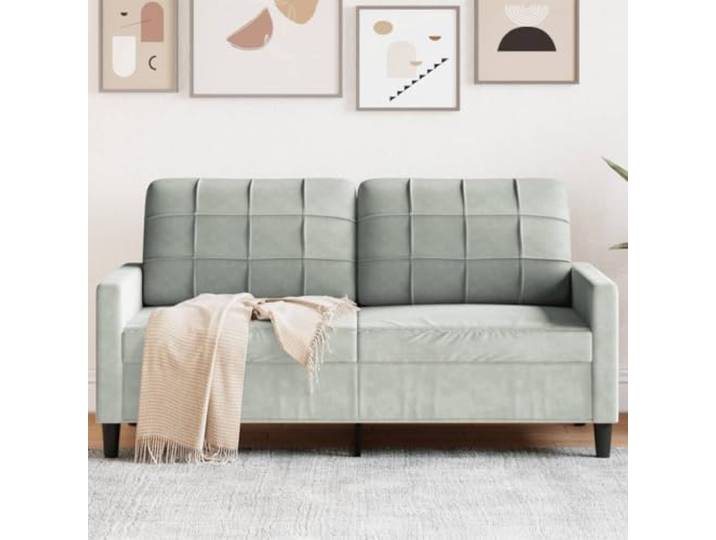 HEFZGDB 2-Sitzer Sofa Hellgrau 140 cm Samt Modernes Wohnzimmer Sitzmöbel mit Metallgestell und Polsterung für Entspannung Komfort Langlebigkeit