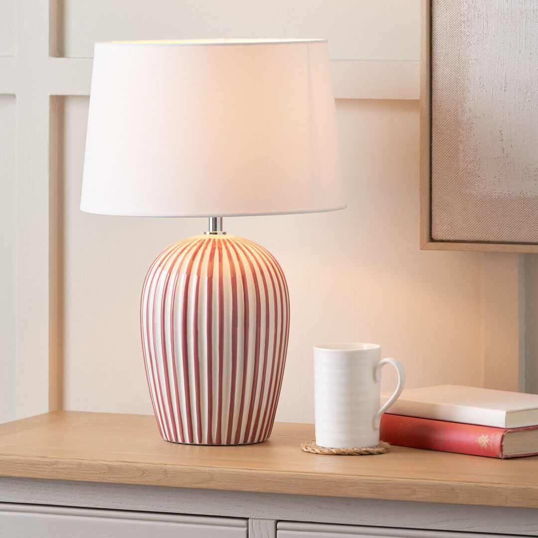 House of Hampton Ceramic Table Lamp Red/White 45cm H X 30cm W X 30cm D