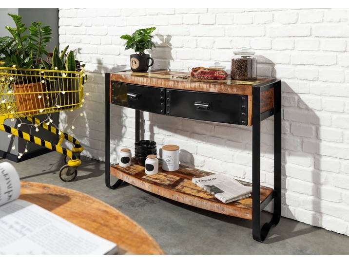 Console 105x35 Bois de récupération laqué Multicolore INDUSTRIAL #08