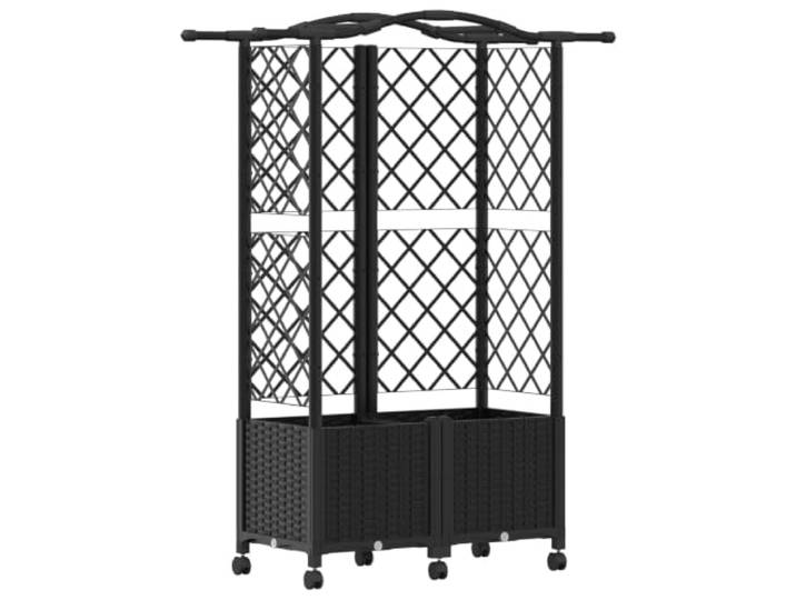 PUGYNBK Hochbett für den Garten mit Spalier und Dach, schwarz, 122 x 40 x Wetterfest, vertikaler Anbau, Drainage mit Reservoir, einfache Montage, einfache Reinigung, ideal für Pflanzen
