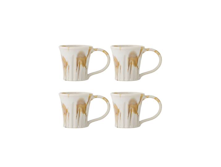 Handgefertigter Becher „Joseph“, 4er-Set Keramik Beige- und Brauntöne Bloomingville