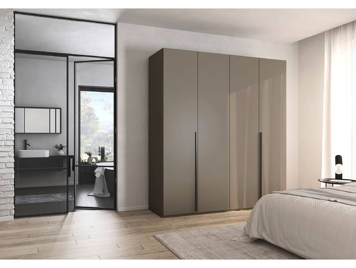 Drehtürenschrank Montclar - Griff Grau 201cm Braun/Fango Classic