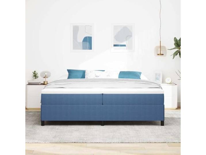 KTHLBRH Boxspringbett Blau 200 x 200 cm mit Lattenrost Massives Kiefernholz, schwarze Beine, 280 kg Tragkraft, modernes Design