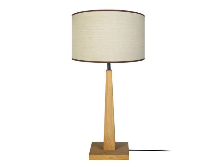 Lampadaire bois naturel abat-jour blanc