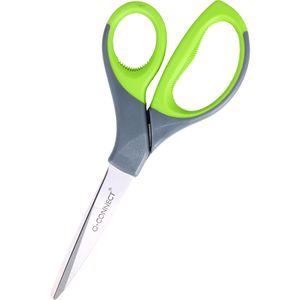 Q-Connect Büroschere Premium, KF03987, 21cm, Universalschere, aus Edelstahl, rostfrei, grau/grün