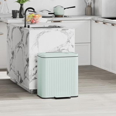 HOMCOM Trash Can with Lid, 2x5.3Gal Double Step-On Kitchen Trash Can, Foot Pedal, Soft-Close Lid, Fingerprint-Proof Rubbish Bin