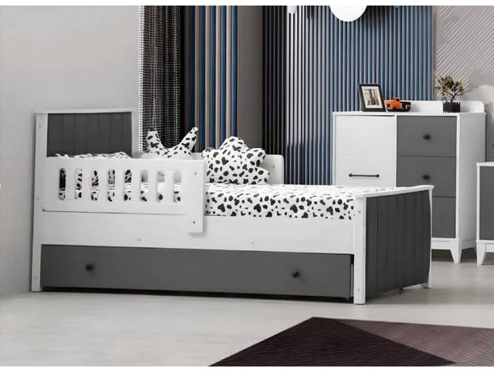JVmoebel Kinderbett Moderner Bettrahmen aus weißem Holz mit Stauraum für Kinderzimmer (1-tlg., 1x Bett)