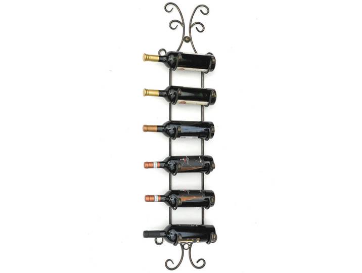 DanDiBo Weinregal für 6 Flaschen Metall Wand Schwarz, 28x116x15 cm, Weinregale