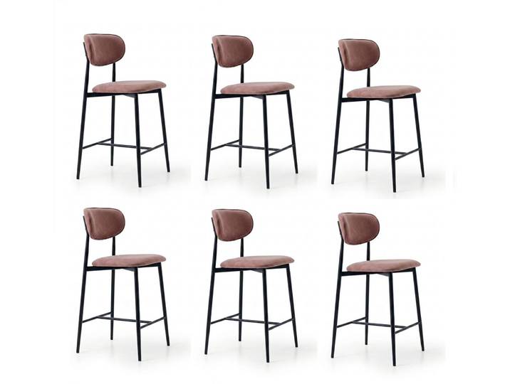 JVmoebel Barhocker Stühle-Set 6x Barhocker Lang Praktisch Stilvoll Bequem Braun, Made in Europa