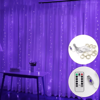 Inspire Curations 3M Waterfall Fairy Garland Lights purple Light 3mx3m 300led