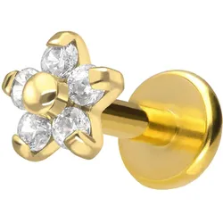 Titan Labret mit Push Fit BLUME MIT 5 KRISTALLEN