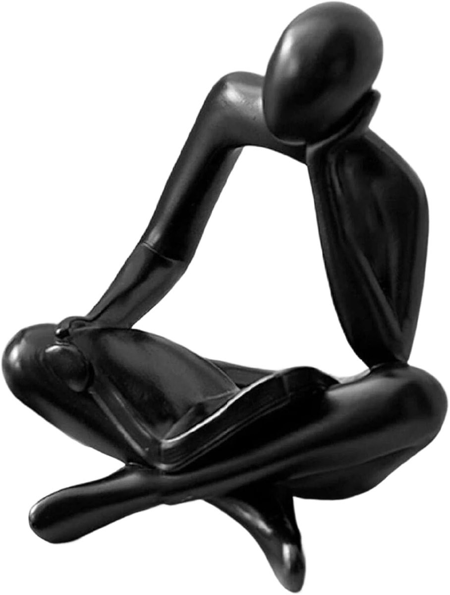 Hars Standbeeld Denker Sculptuur Zwart - Hoogte: 13,1 cm
