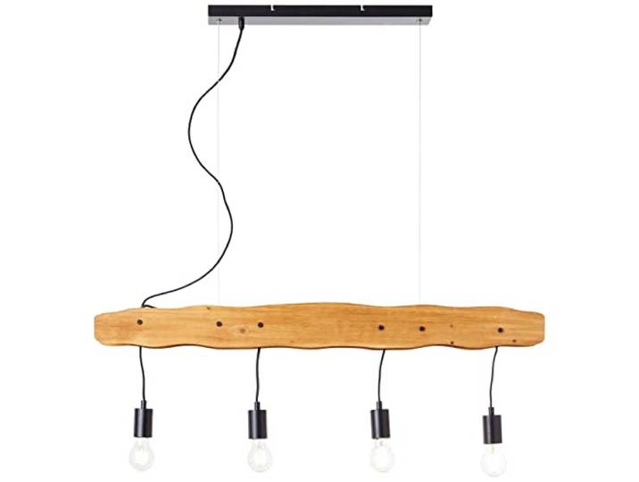 BRILLIANT Lampe, Baker Pendelleuchte 4flg schwarz/holzfarbend, 4x A60, E27, 40W, Holz aus nachhaltiger Waldwirtschaft (FSC)