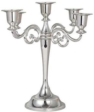 Inspired Living Vintage 5 Arm Metal Candelabra Candle Holder For Weddings, Dining Tables And Home Decor 5 Arms Silver