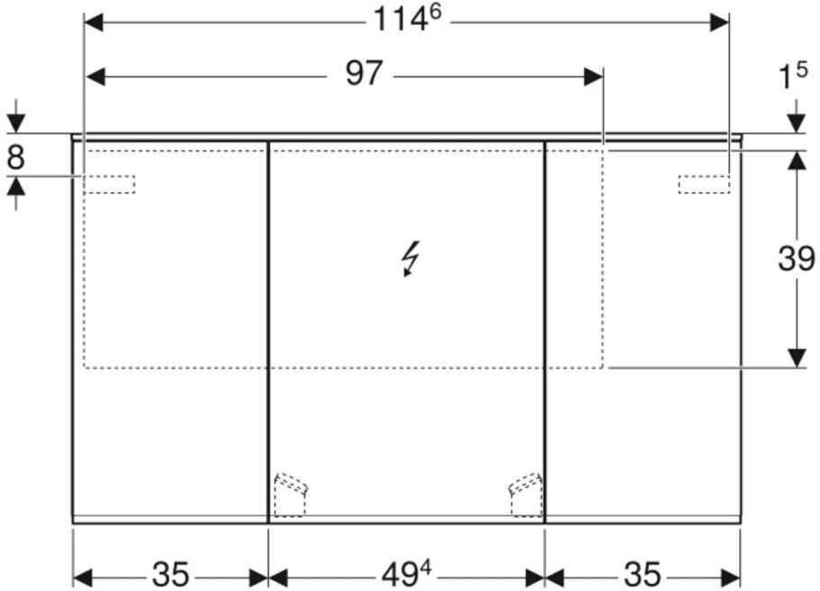 Geberit Spiegelschrank Option Plus 120x70x17,2cm, mit Beleuchtung, 3 Türen (500592001)