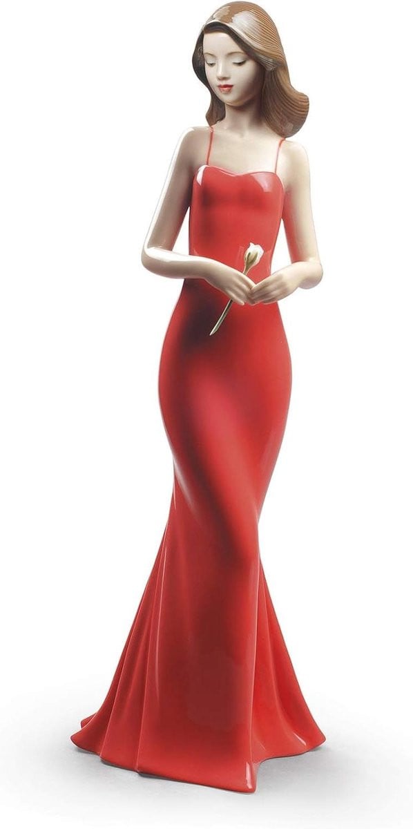 Handgemaakt Porseleinen Vrouwen Figuur met Rozen Decoratie - Roze