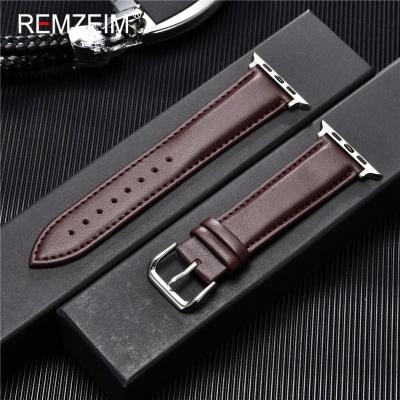 Uplifted Finds Calfskin Genuine Leather Watchband 38mm 40mm 41mm For Apple Watch 42mm Or 44mm Or 45mm brown c s