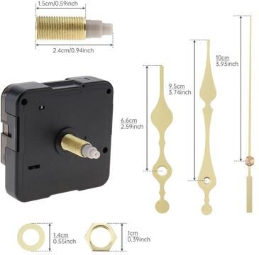 Uplift Picks Silent Quartz Clock Movement Battery Operated Replacement Mechanism 24mm (3 Hand Pointers B)