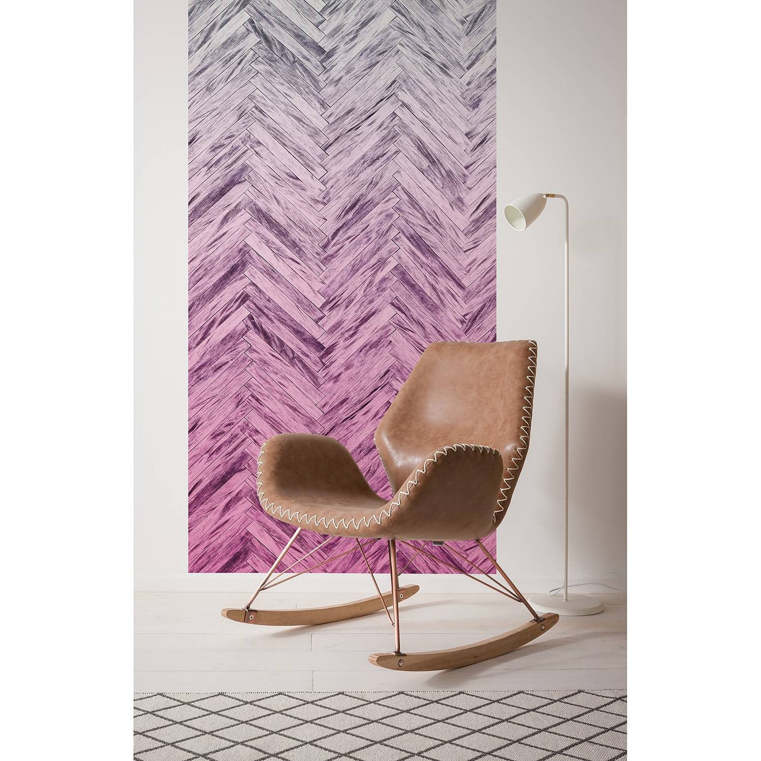 home24 Fotobehang Herringbone Pink 100cm