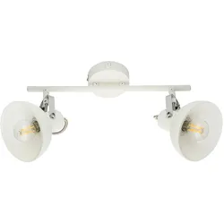 Deckenleuchte schwenkbar Deckenstrahler Glas weiß Deckenlampe Chrom, Schalter, 2x LED 4W 320Lm warmweiß, L 35 cm