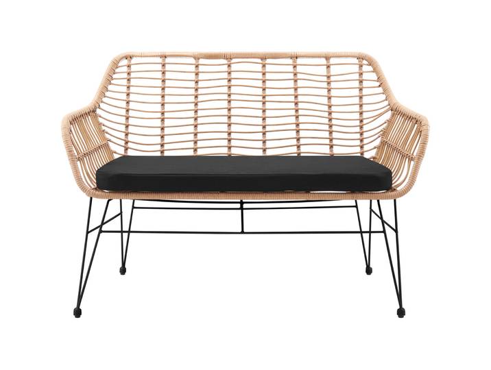 Bank Asena Natur/schwarz Kunststoff B 120 T 69 H 85 cm - Bank