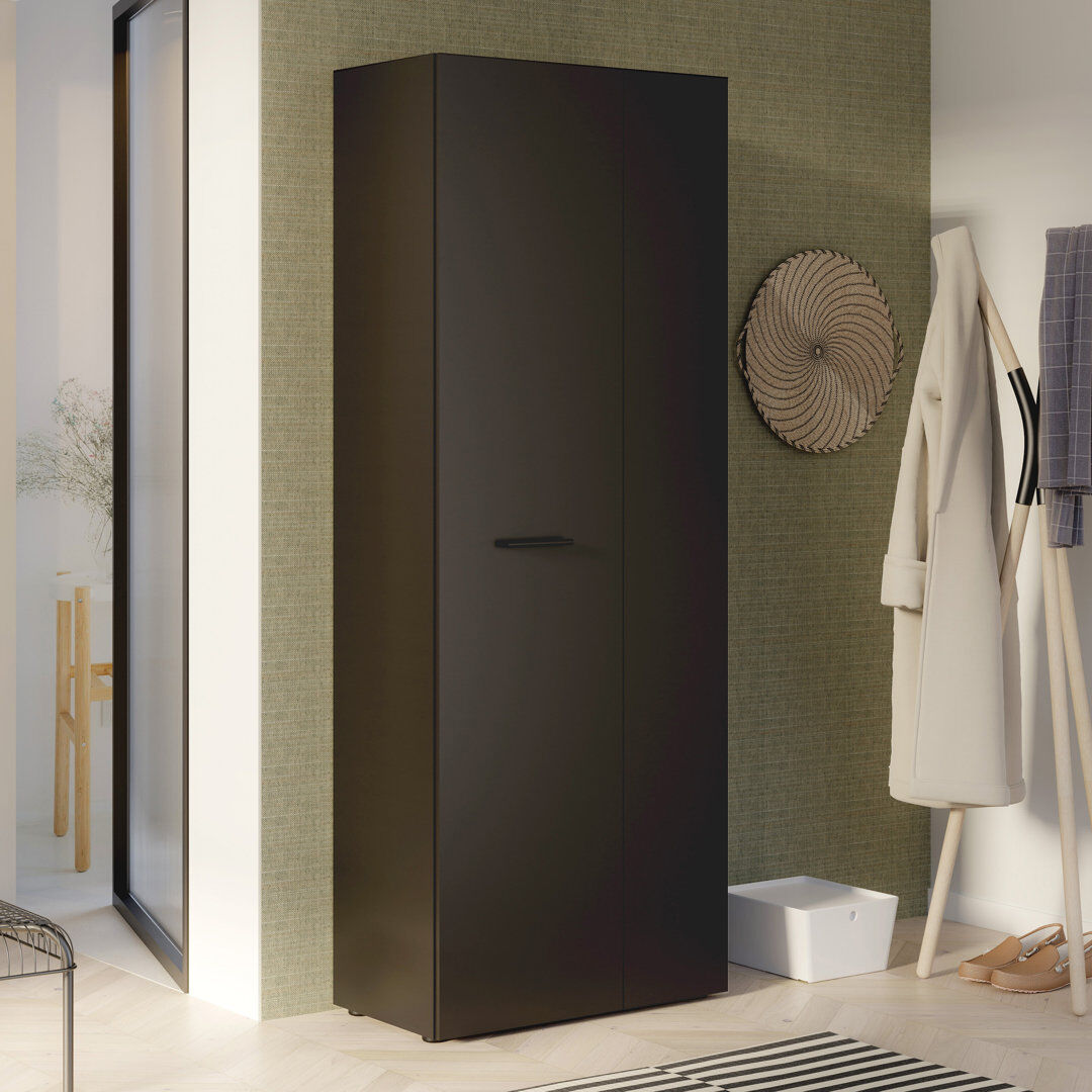 17 Stories Shilu 2 Door Wardrobe Black 70.74cm H X 68.7cm W X 14.26cm D
