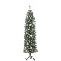 vidaXL, Weihnachtsbaum, Merle (mit LEDs und rose gold Kugeln) (150 cm)