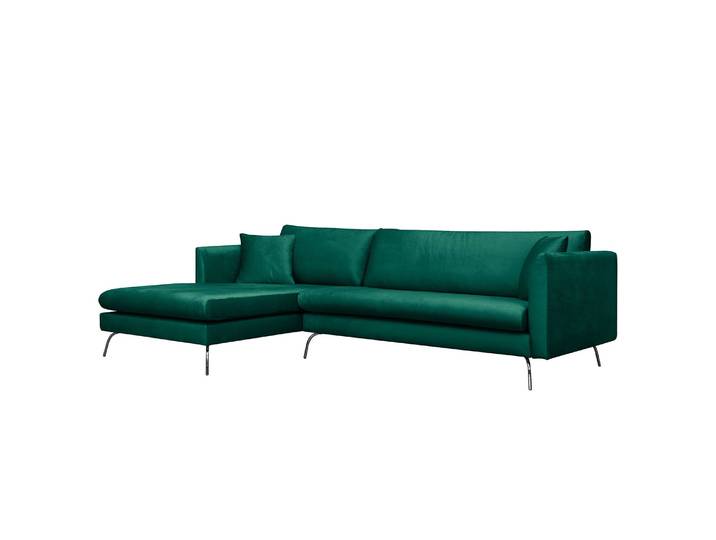Ecksofa Saire Grün/Antikgrün Samt 266 x 81 x 170cm Longchair davorstehend links Glamour