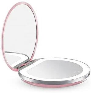 Fusion Finds LED Compact Mirror With Light USB Rechargeable 1X And 3X Magnifying Travel Pocket Mirror pink