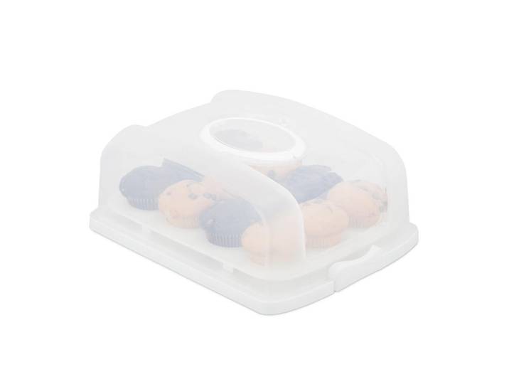 Relaxdays Kuchentransportbox Weiß rechteckig PP Einsatz für 12 Muffins, Mehrfarbig, Kunststoff, 37.5x15.5x27.5 cm, Geschirr, Tischkultur & Serviergeschirr, Tortenglocken