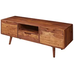 KADIMA DESIGN HiFi Lowboard Sheesham Massivholz Landhaus TV Kommode 135x51x45cm, Fernsehschrank Unterschrank mit Schublade & 2 Türen, Fernsehtisch Ablagefach,