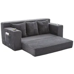 MODFU Modulares Bodensofa aus Cord, Grau, 172 x 87 x 64 cm