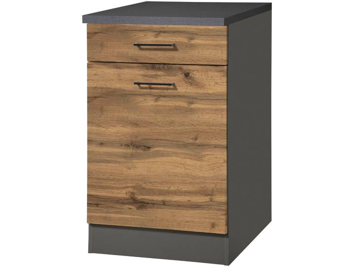 Unterschrank KOCHSTATION KS-Trier , grau (wotaneiche, grafit), B:50cm H:85cm T:60cm, Holzwerkstoff, MDF, Schränke, Unterschrank, Breite 50 cm