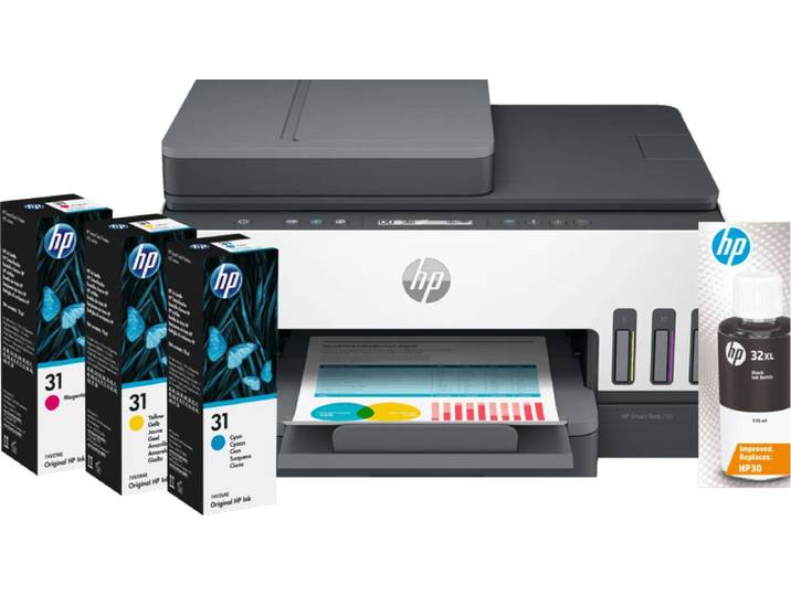 HP Smart Tank 7307 + extra 1 set extra inktflesjes