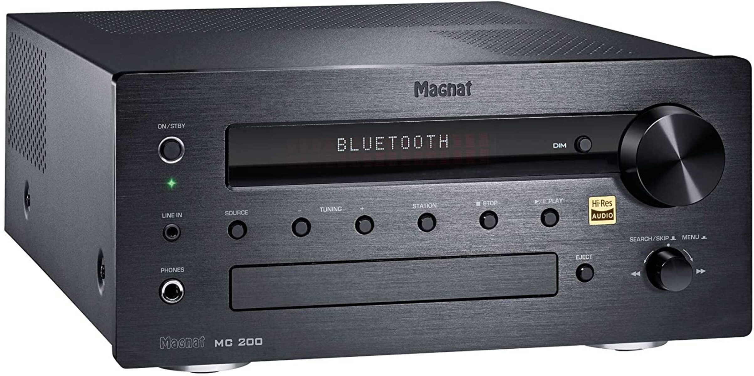Magnat MC 200, schwarz - kompakter Stereo-Netzwerk-Receiver mit hochwertiger Aluminium-Front und zahlreichen Streaming-Funktionen
