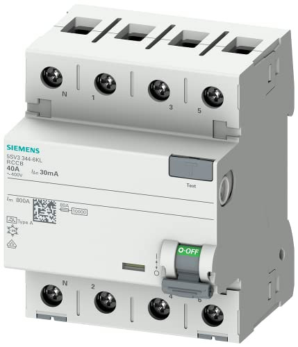 Siemens 5SV3344-6KL FI-veiligheidsschakelaar 3P+N TypA 30mA 40A 400V
