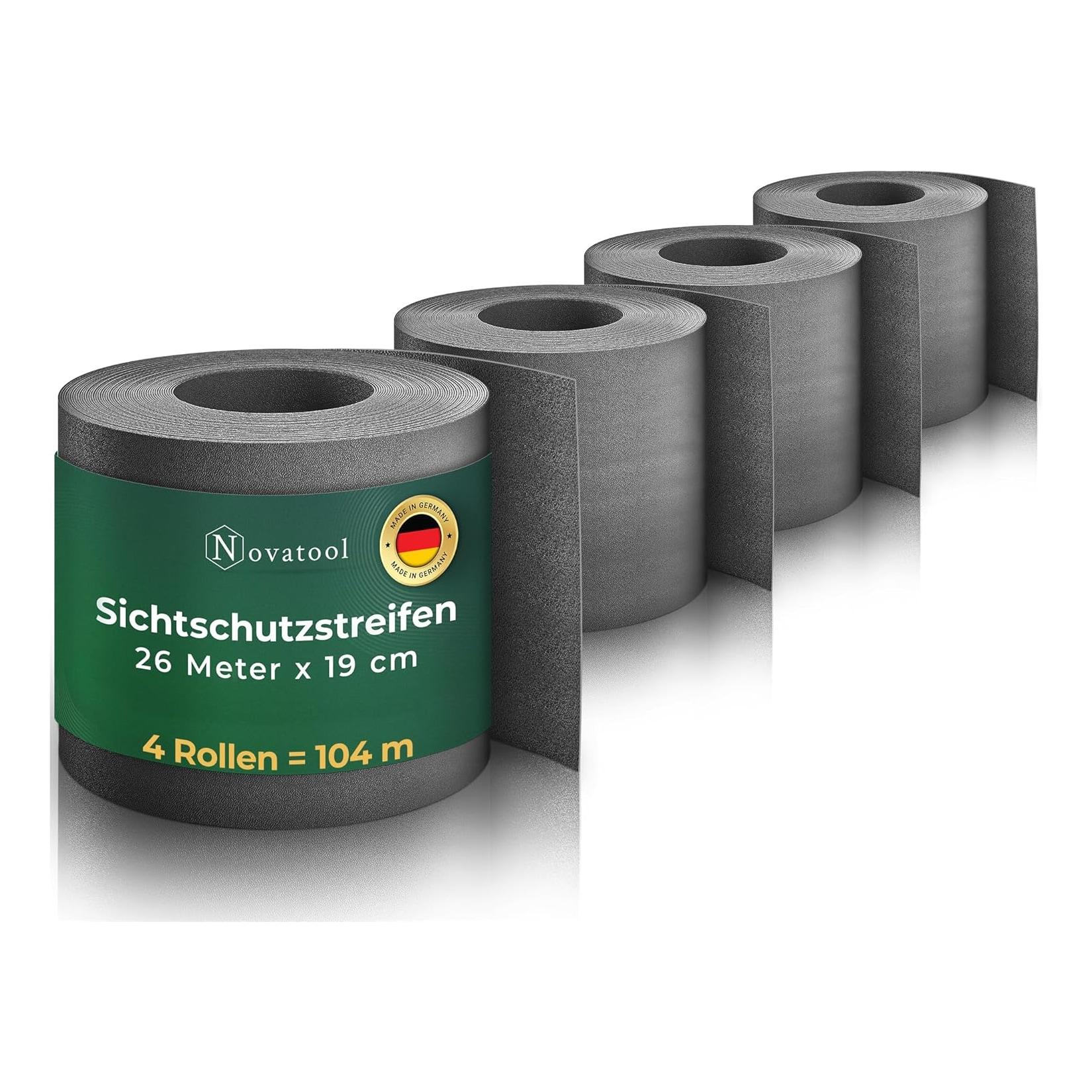Novatool Premium PP 104m Rolle Sichtschutzstreifen für Doppelstabmattenzaun Anthrazit für 40 Reihen , 1 ,1 mm extra stabil UV-Beständigkeit Metallzaun Sichtschutzstreifen Zaunelemente Sichtschutz Zaun