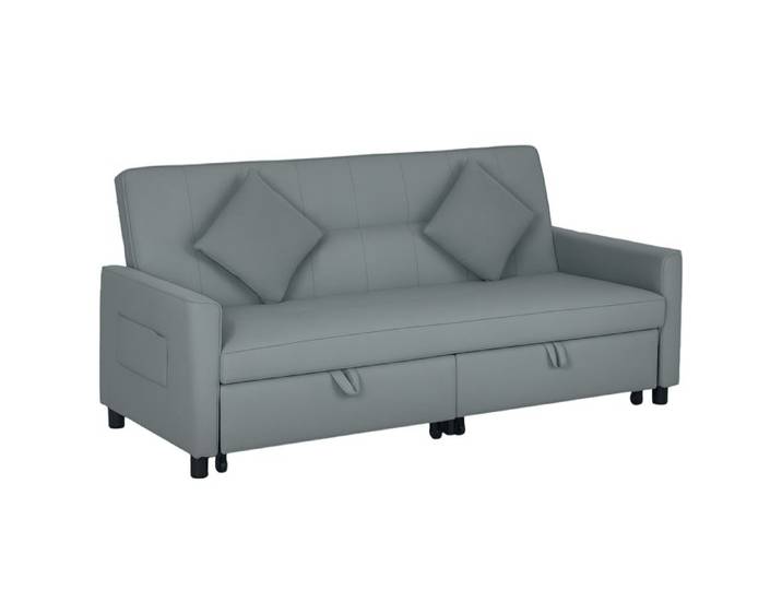 CollaHausse Canapé-Lit Convertible 3 Places Lit Extensible avec Coussins Gris