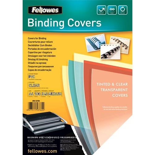 Fellowes Deckfolien für Bindemappen transparent, DIN A4 0,24 mm, 100 St.