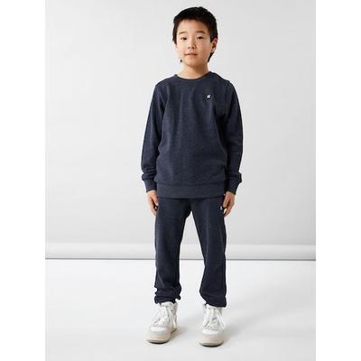 Sweatshirt NAME IT "NKMVIMO für Jungen mit Bündchen und klassischer Form", Jungen, Gr. 134/140, blau (schwarz sapphire), angeraute Sweatware, Obermaterial: 60% Baumwolle, 40% Polyester, meliert, unifarben, lässig geschnitten hüftlang, Rundhals,...