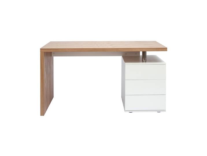 Bureau avec rangements 3 tiroirs design bois clair chêne et blanc L140 cm CALIX