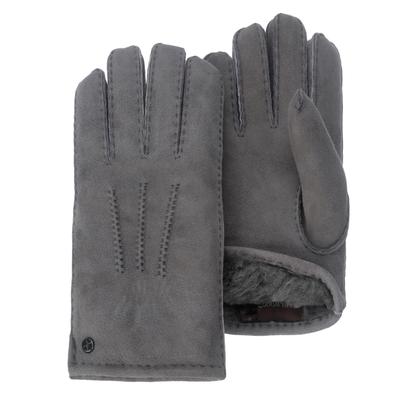 Lederhandschuhe PEARLWOOD "NORTH", Herren, Gr. 9.5, grau, Schafsleder, unifarben, Handschuhe, warm gefüttert, Ziernähte, Temperaturregulierend