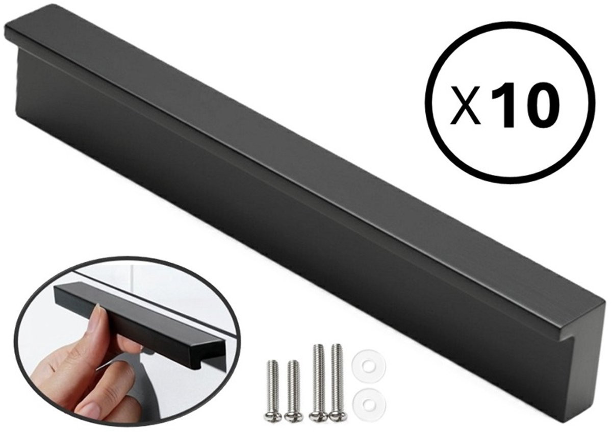 MSQDESIGN Handgrepen zwart, 10 stuks, 128mm, inclusief schroeven