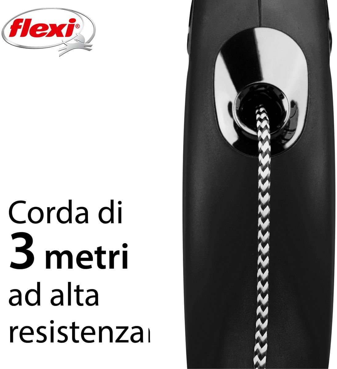 FLEXI Guinzaglio New Classic Cord Nero XS - 3 METRI