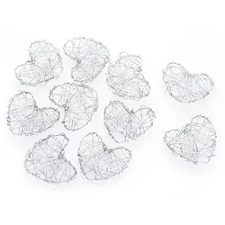 Draht-Herzen, silber, 4 cm, 10 Stück